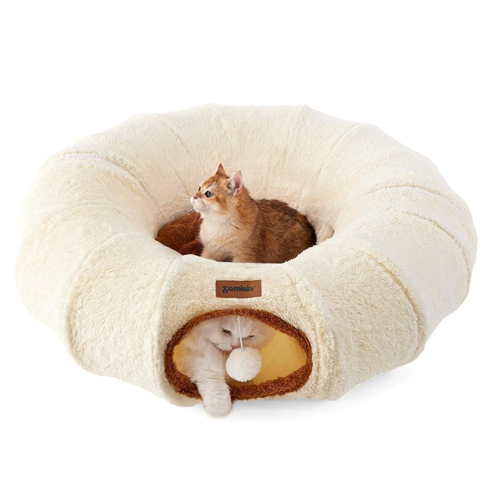 Cat Tunnel Bed for Indoor Cats, Cute Cat Donut Toy Tunnel for Small